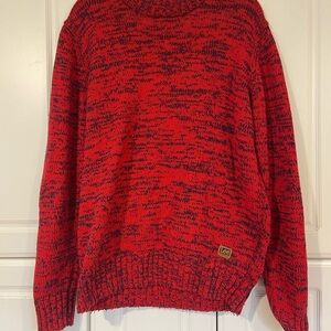 Vintage Lee Men's Red Marled Crewneck Sweater